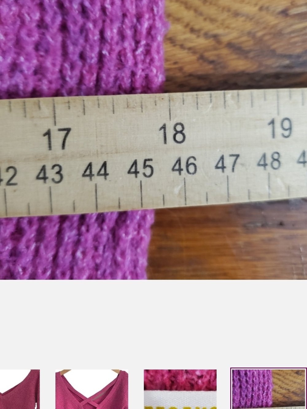 Maeve V-Neck Waffle Knit Sweater - Raspberry Pink - Picture 6 of 7